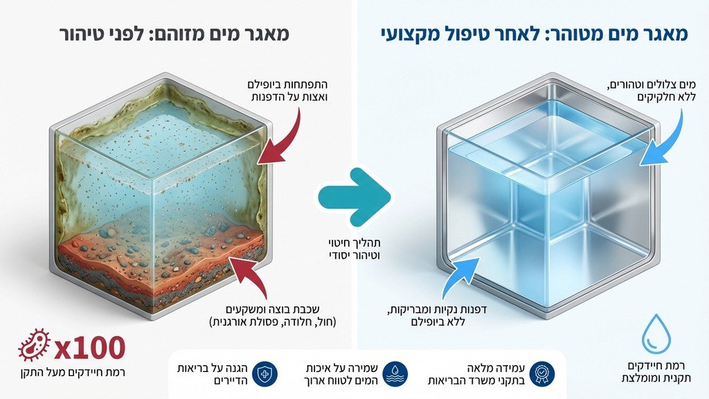 מאגר מים נקי ומתוחזק בבניין משותף