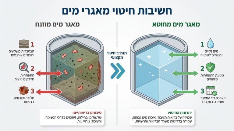 צוות מקצועי מבצע ניקוי של מאגר מים