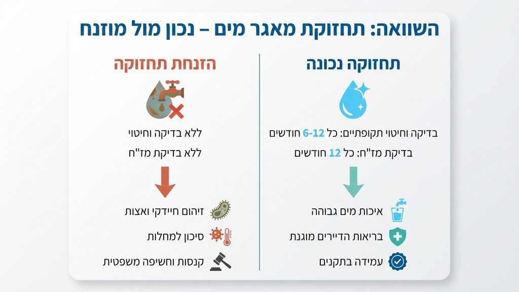 מאגר מים נקי על גג בניין משותף